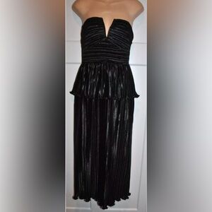 AIIFOS Revolve Emilia Satin Black Midi Strapless Dress size XS